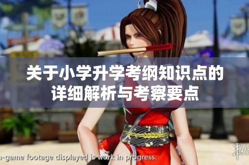 关于小学升学考纲知识点的详细解析与考察要点
