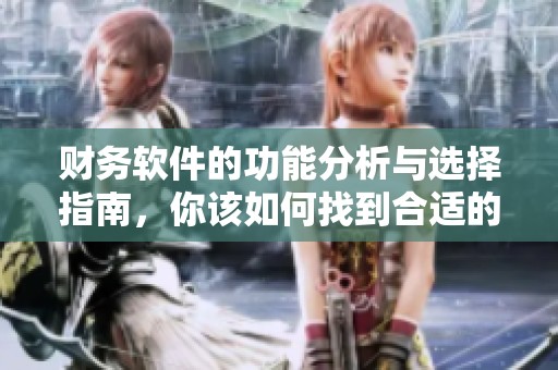 财务软件的功能分析与选择指南，你该如何找到合适的财务软件呢