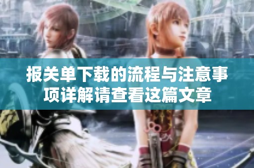 报关单下载的流程与注意事项详解请查看这篇文章