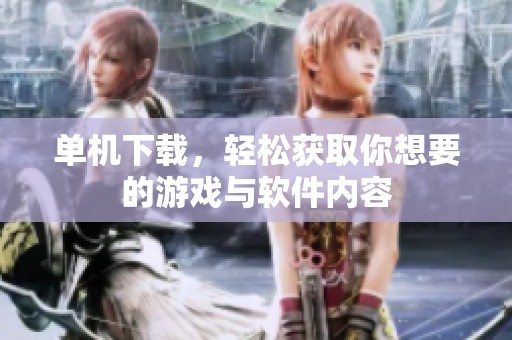 单机下载，轻松获取你想要的游戏与软件内容