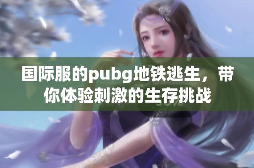 国际服的pubg地铁逃生，带你体验刺激的生存挑战