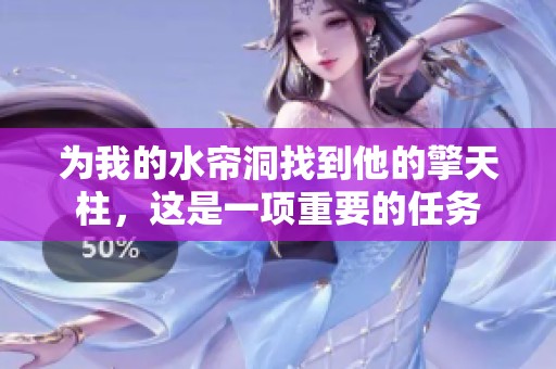 为我的水帘洞找到他的擎天柱，这是一项重要的任务