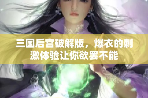 三国后宫破解版，爆衣的刺激体验让你欲罢不能