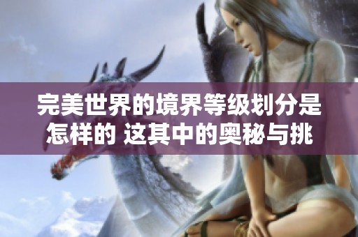 完美世界的境界等级划分是怎样的 这其中的奥秘与挑战你了解吗