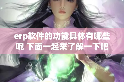 erp软件的功能具体有哪些呢 下面一起来了解一下吧