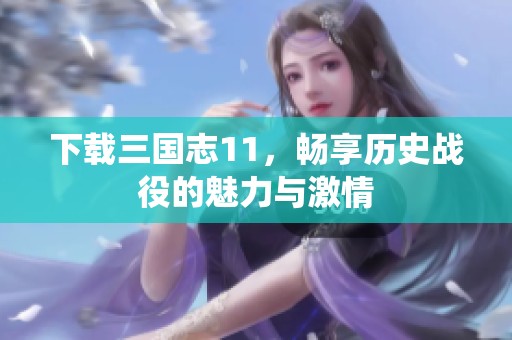 下载三国志11，畅享历史战役的魅力与激情