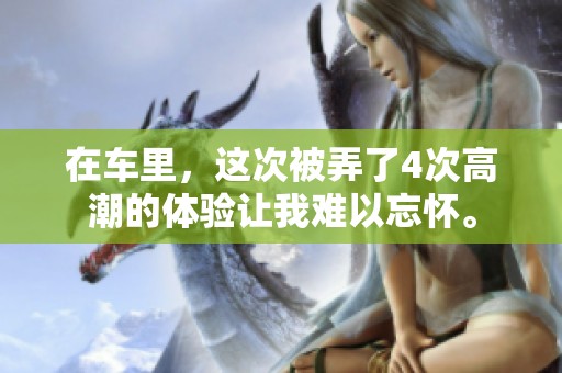 在车里，这次被弄了4次高潮的体验让我难以忘怀。