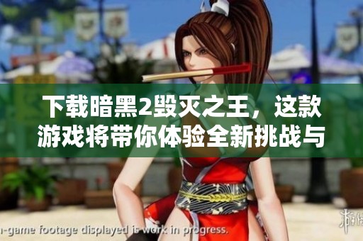 下载暗黑2毁灭之王，这款游戏将带你体验全新挑战与冒险乐趣！