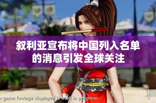 叙利亚宣布将中国列入名单的消息引发全球关注