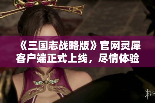 《三国志战略版》官网灵犀客户端正式上线，尽情体验全新游戏魅力