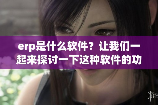 erp是什么软件？让我们一起来探讨一下这种软件的功能与应用。