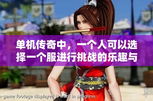 单机传奇中，一个人可以选择一个服进行挑战的乐趣与攻略分享