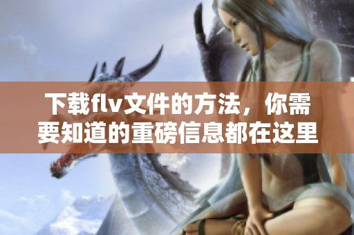 下载flv文件的方法，你需要知道的重磅信息都在这里！