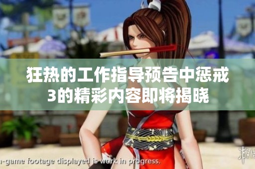 狂热的工作指导预告中惩戒3的精彩内容即将揭晓