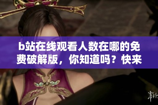 b站在线观看人数在哪的免费破解版，你知道吗？快来了解一下吧！