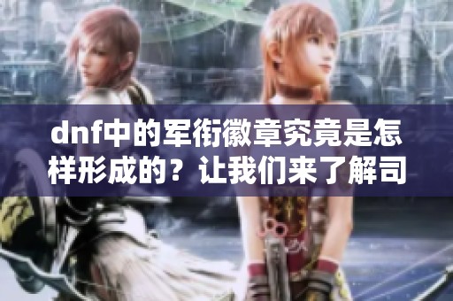 dnf中的军衔徽章究竟是怎样形成的？让我们来了解司令官的神秘身份。