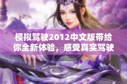 模拟驾驶2012中文版带给你全新体验，感受真实驾驶的无限乐趣