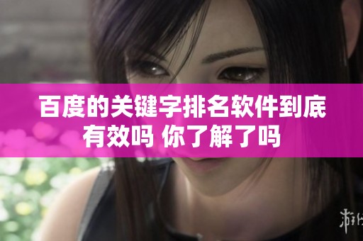 百度的关键字排名软件到底有效吗 你了解了吗