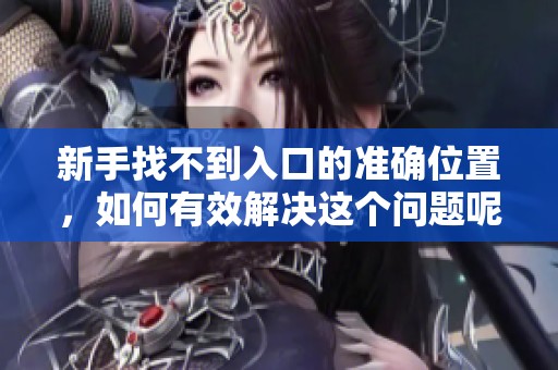 新手找不到入口的准确位置，如何有效解决这个问题呢