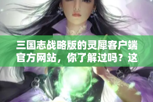 三国志战略版的灵犀客户端官方网站，你了解过吗？这里有最新的信息和资源等着你！