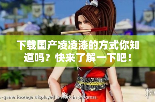 下载国产凌凌漆的方式你知道吗？快来了解一下吧！