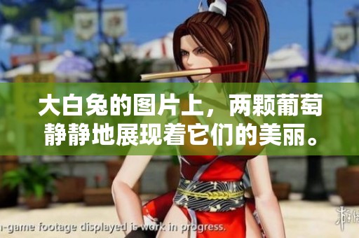 大白兔的图片上，两颗葡萄静静地展现着它们的美丽。