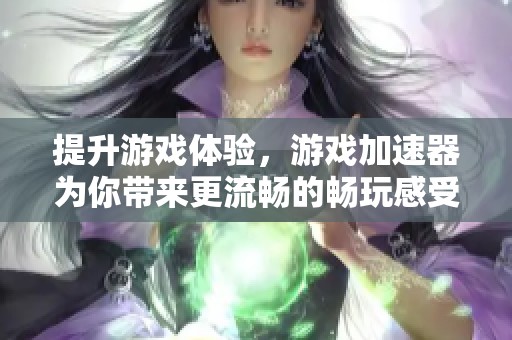 提升游戏体验，游戏加速器为你带来更流畅的畅玩感受！