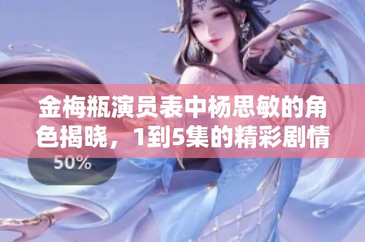 金梅瓶演员表中杨思敏的角色揭晓，1到5集的精彩剧情不容错过