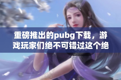 重磅推出的pubg下载，游戏玩家们绝不可错过这个绝佳选择！